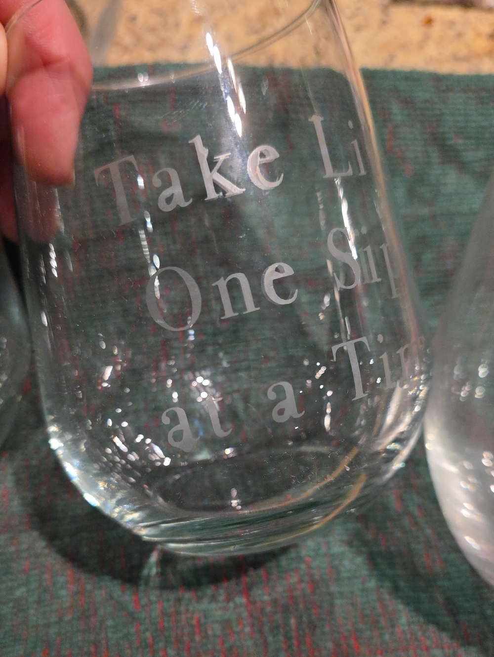 Engraved Stemless Wine Glass - Clear Set Of 5